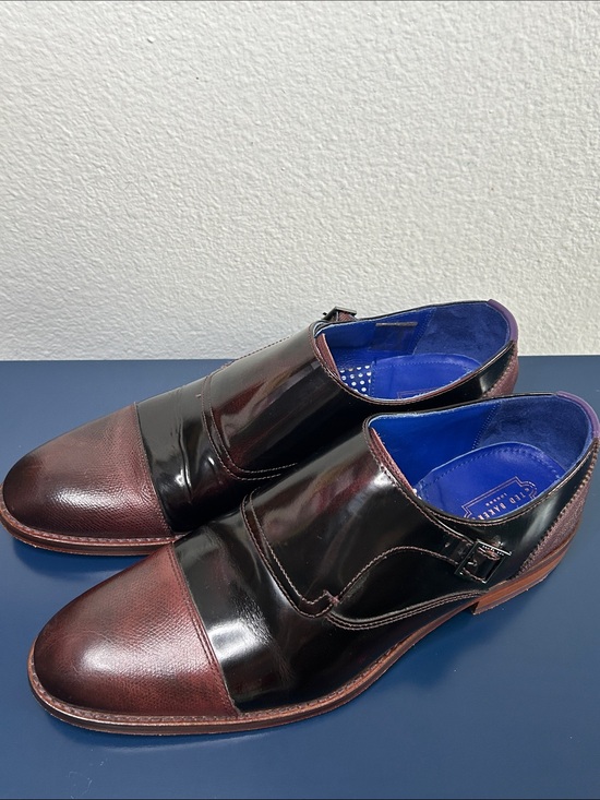 Ted Baker Other - Ted Baker Men's Black and Burgundy Leather Monk Strap Shoes